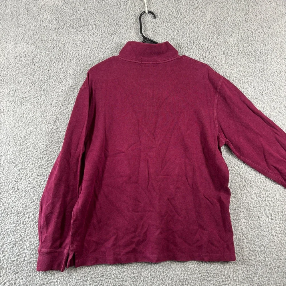 Polo Ralph Lauren Mens Estate Rib Quarter‎ Zip Pullover Burgundy Cotton Large L